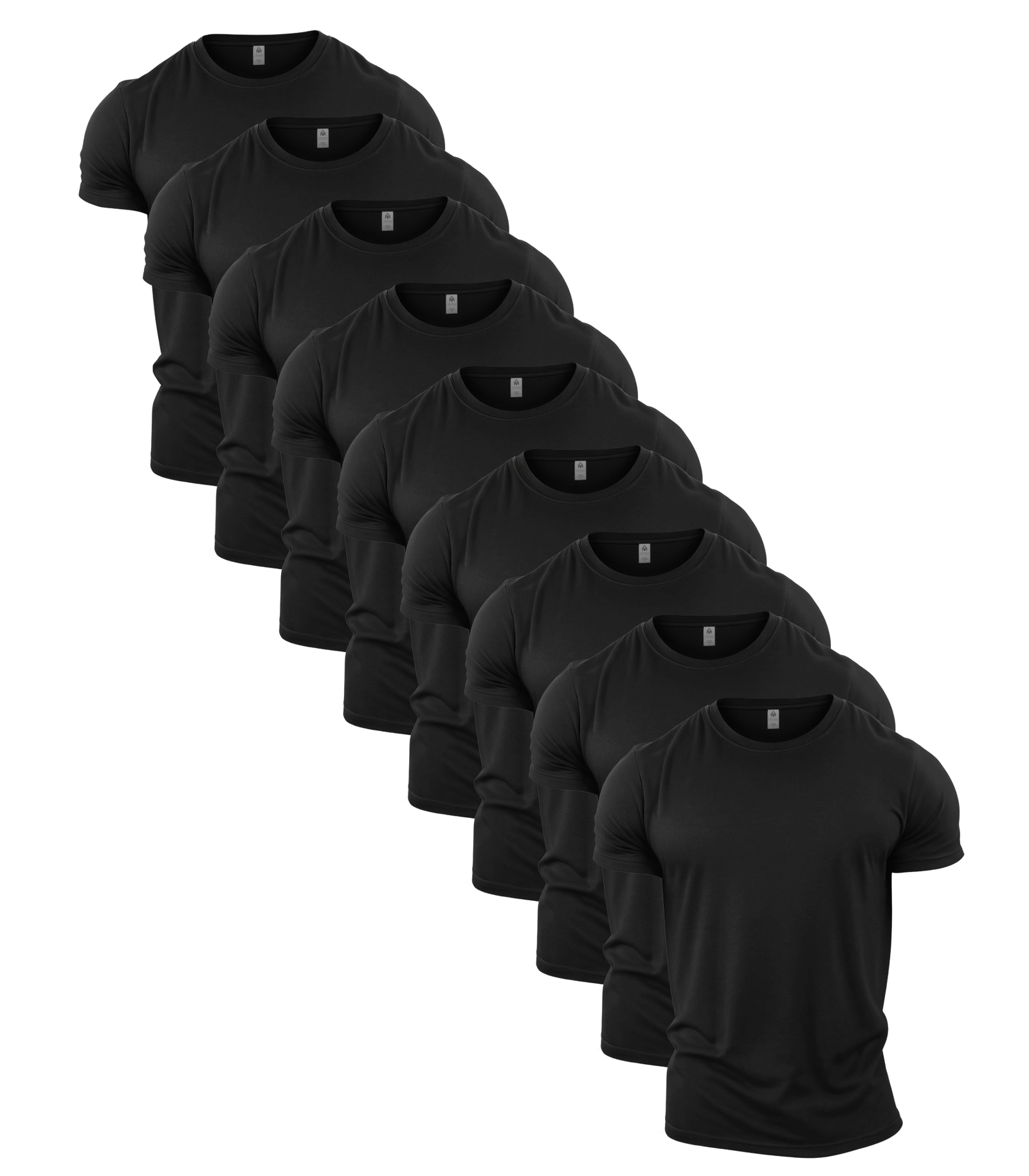All Black Crew Neck Gym T-Shirt 9 Pack