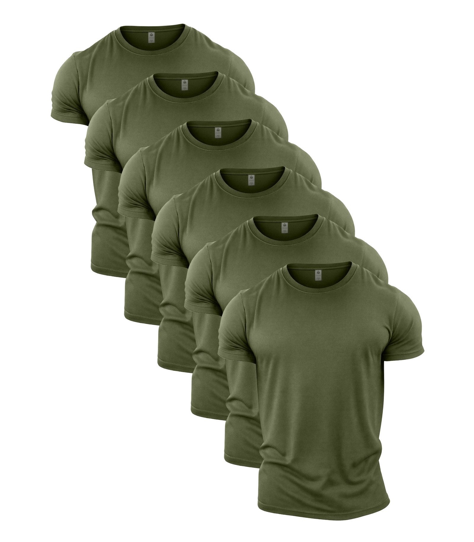All Green Crew Neck Gym T-Shirt 6 Pack