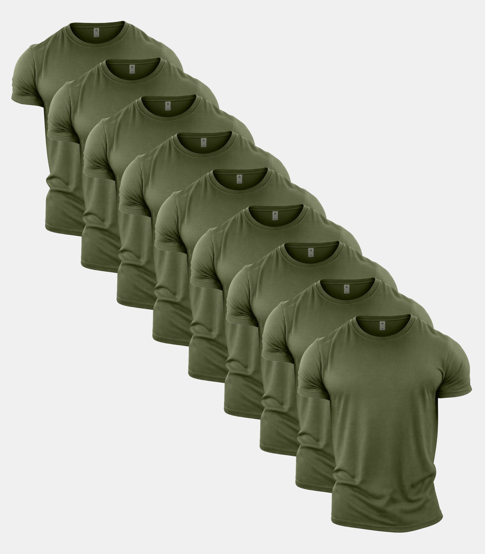 All Green Crew Neck Gym T-Shirt 9 Pack