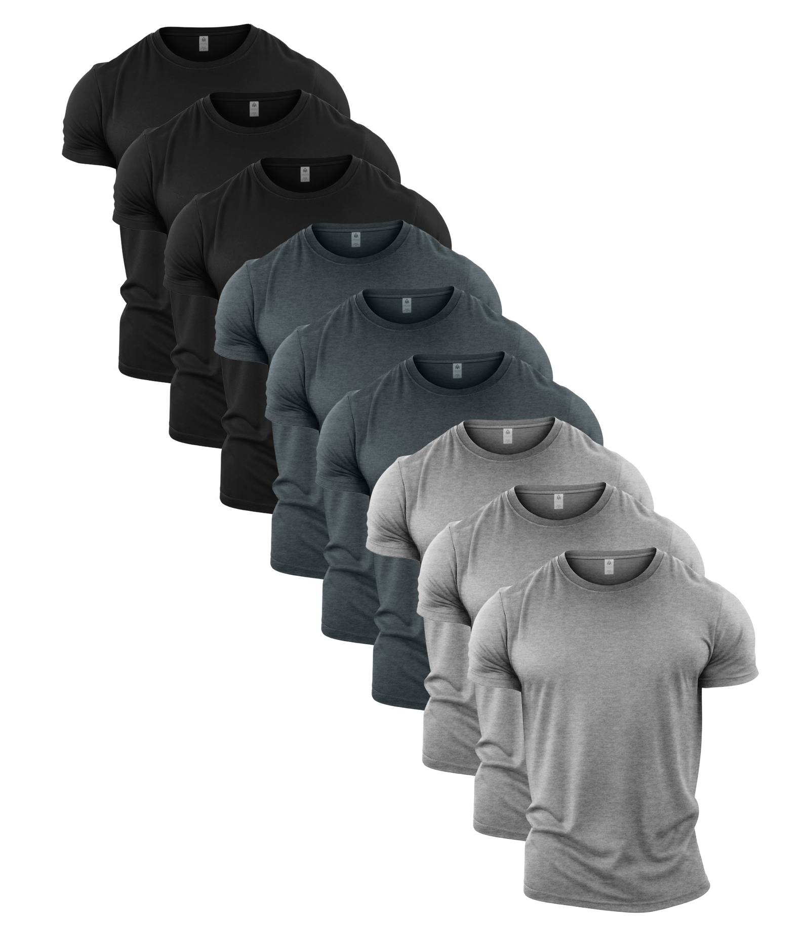 All Greys Crew Neck Gym T-Shirt 9 Pack