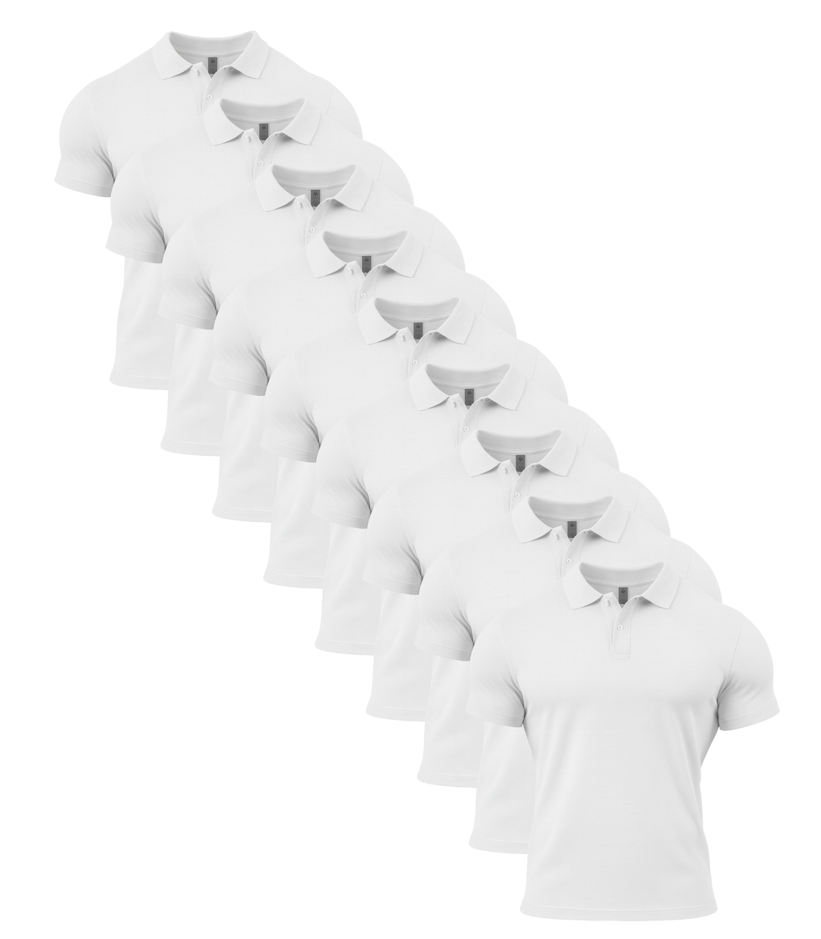 All White Polo Shirt 9 Pack