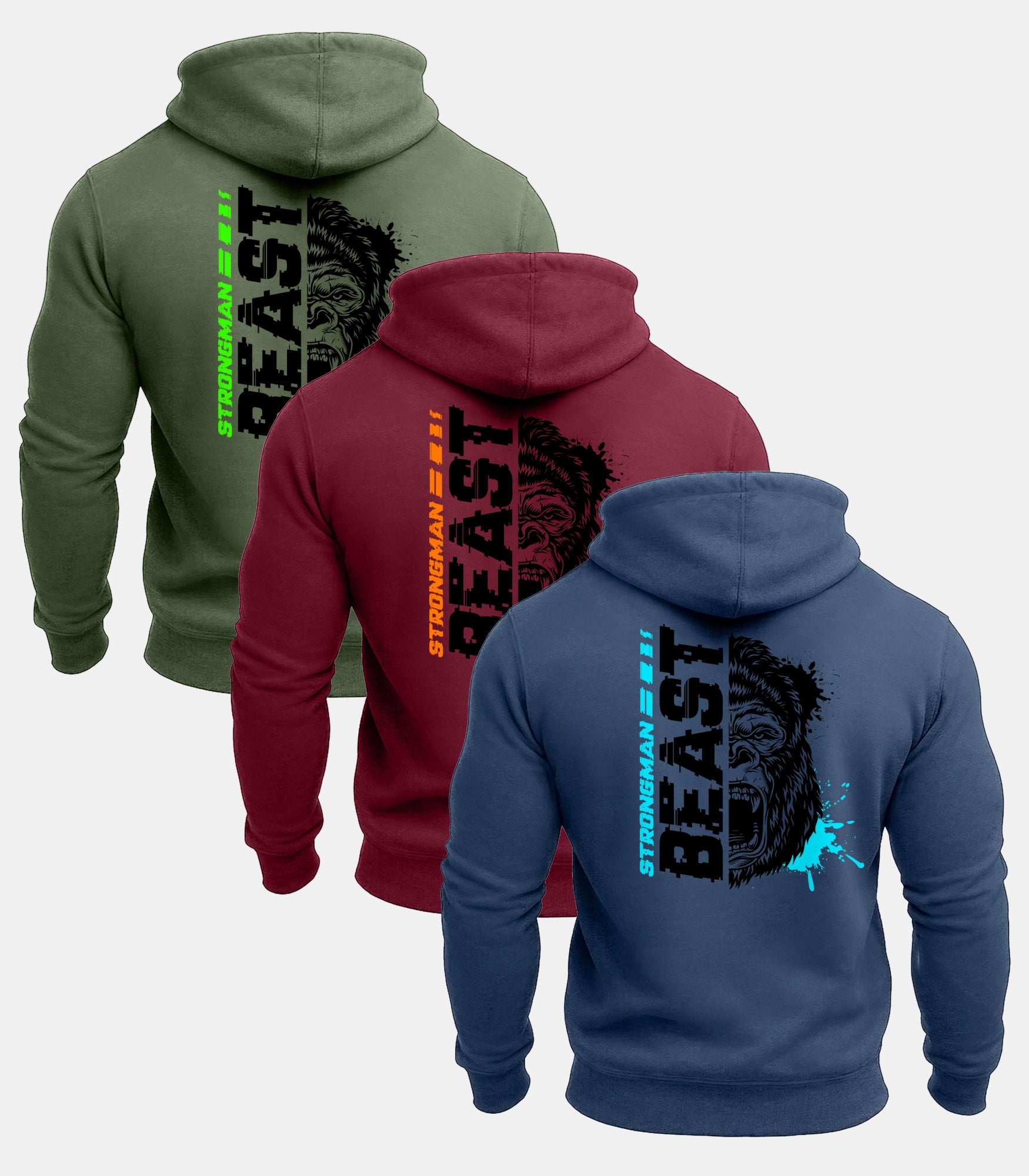 Strongman Beast Gym Hoodie 3 Pack