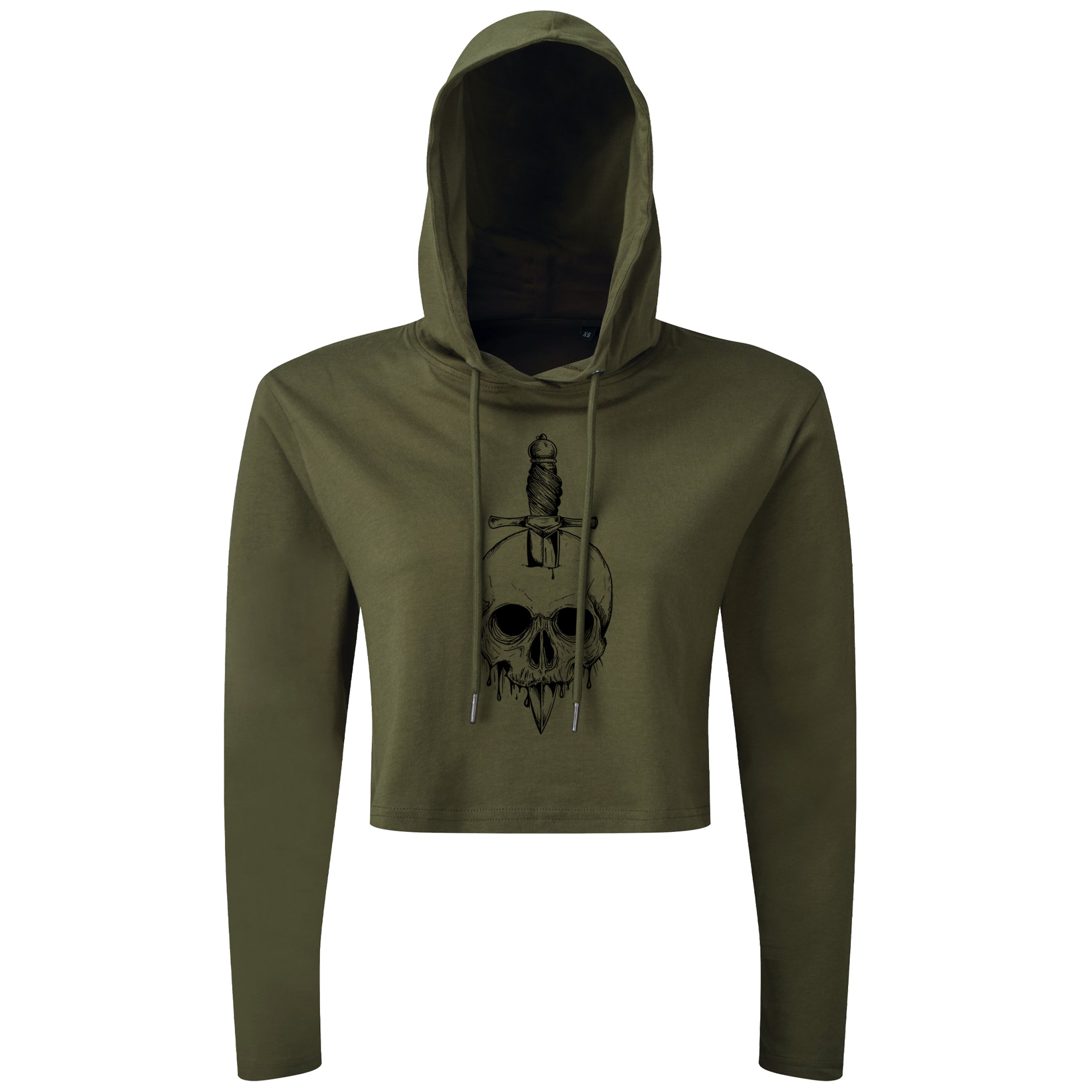 Skull Knife Cropped Hoodie Gymtier