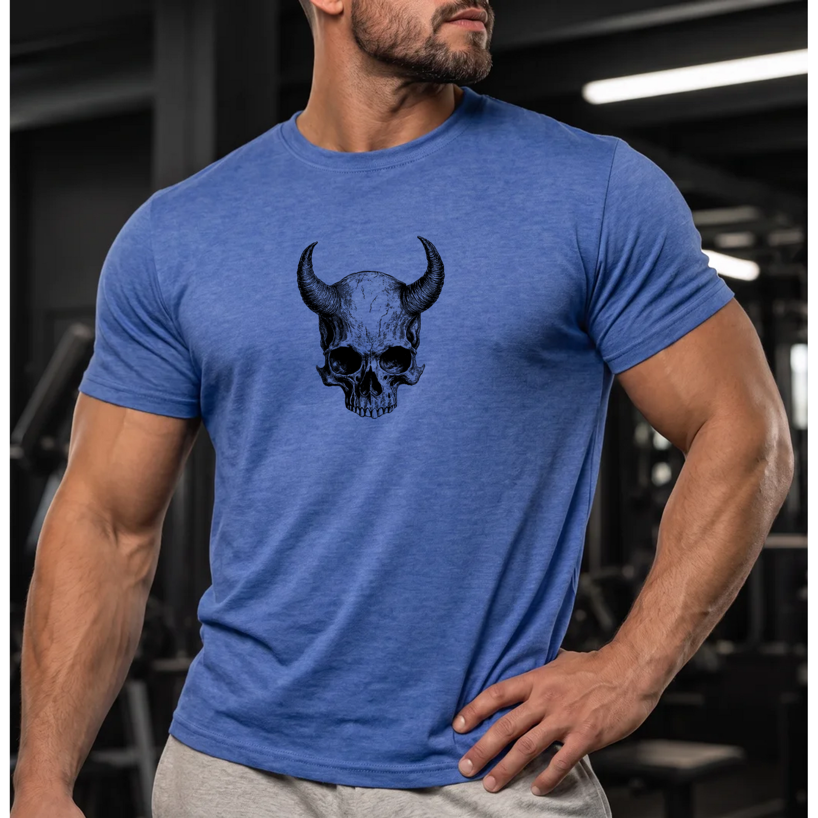 front | Model 1 | Heather Royal Blue