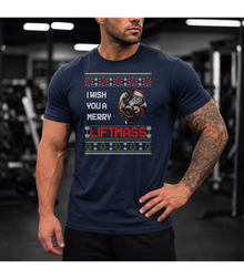 Merry Liftmas Gym T-Shirt 6 Pack - Navy