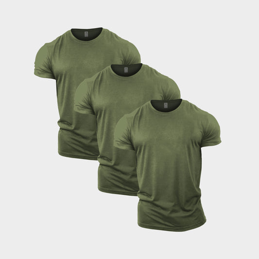 All Green Crew Neck T-Shirt 3 Pack