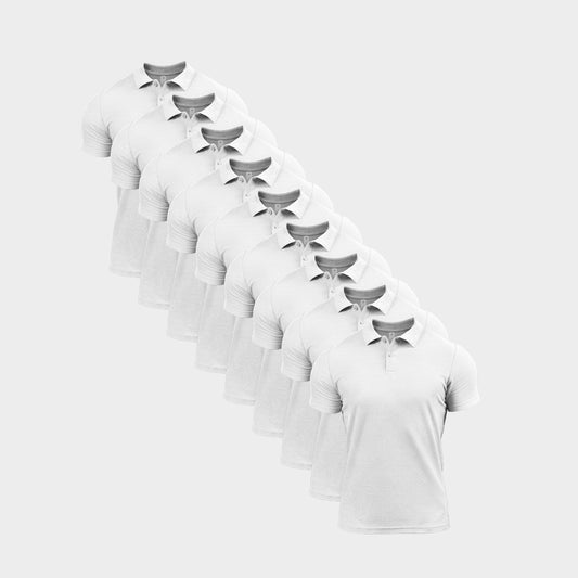 All White Polo Shirt 9 Pack