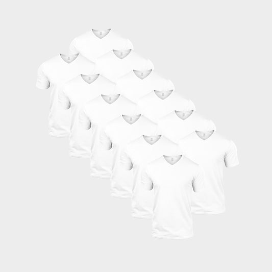 All White V-Neck 12 Pack