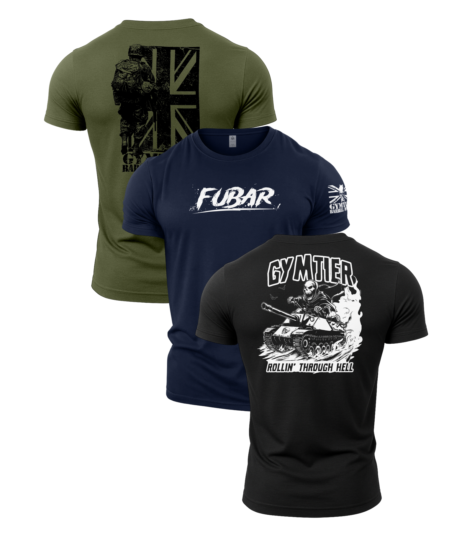 Gymtier Barbell Division - FUBAR Gym T-Shirt 3 Pack