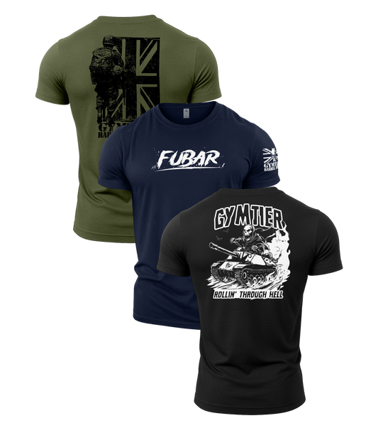 Gymtier Barbell Division - FUBAR Gym T-Shirt 3 Pack