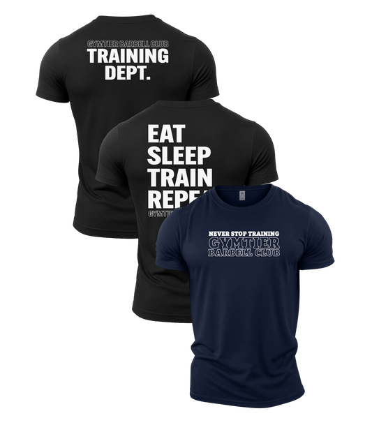 Gymtier Barbell Club Gym T-Shirt 3 Pack