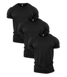 All Black Crew Neck Gym T-Shirt 3 Pack