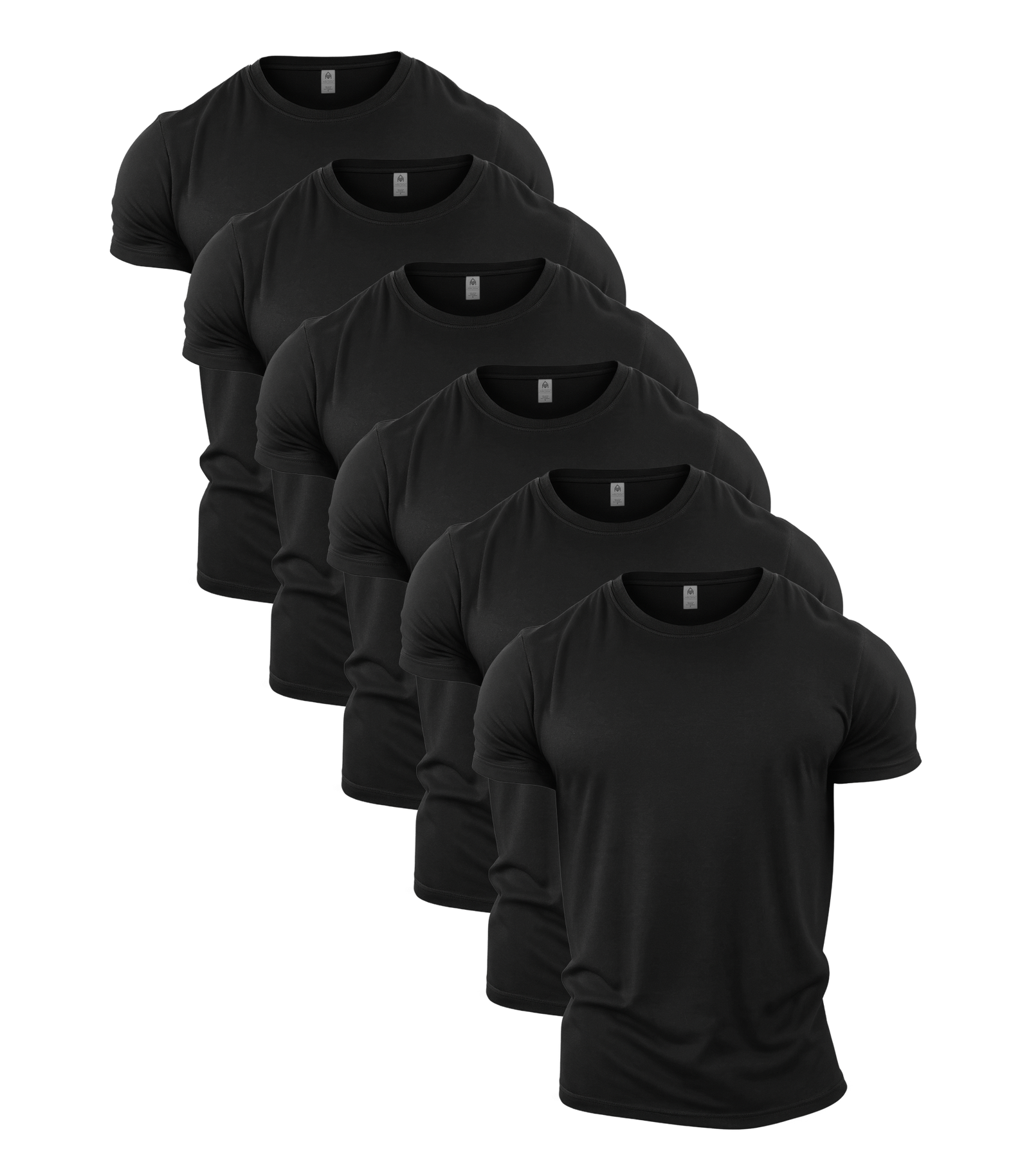 All Black Crew Neck Gym T-Shirt 6 Pack