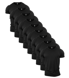 All Black Crew Neck Gym T-Shirt 9 Pack
