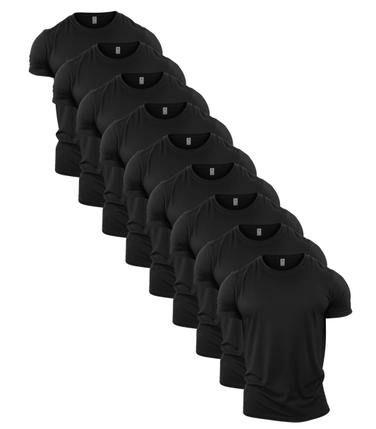 All Black Crew Neck Gym T-Shirt 9 Pack
