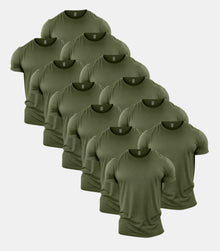 All Green Crew Neck Gym T-Shirt 12 Pack