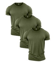 All Green Crew Neck Gym T-Shirt 3 Pack