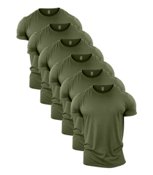 All Green Crew Neck Gym T-Shirt 6 Pack