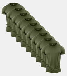 All Green Crew Neck Gym T-Shirt 9 Pack