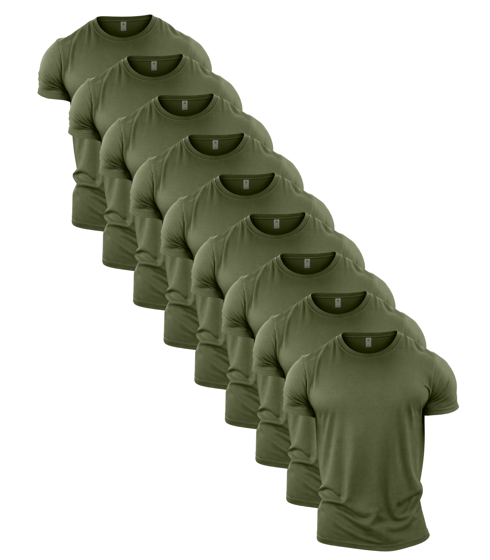 All Green Crew Neck Gym T-Shirt 9 Pack