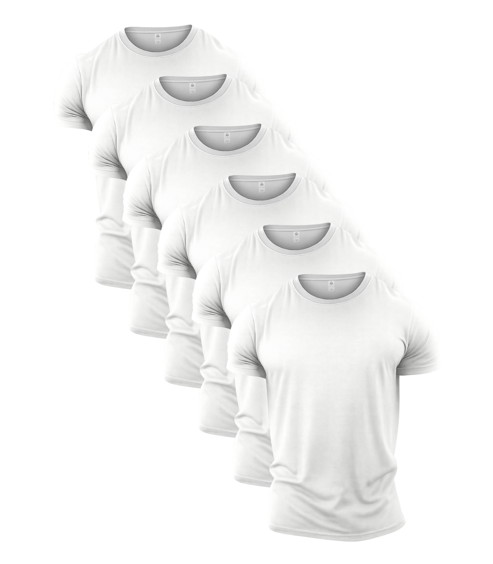 All White Crew Neck Gym T-Shirt 6 Pack