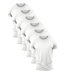 All White Crew Neck Gym T-Shirt 6 Pack