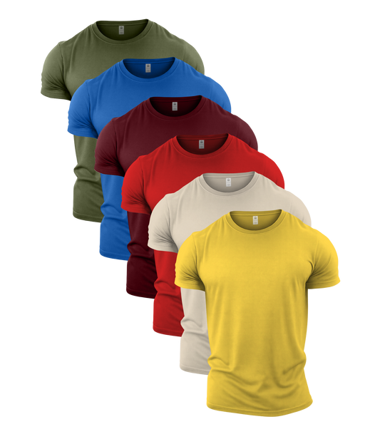 Multi Colour Crew Neck Gym T-Shirt 6 Pack