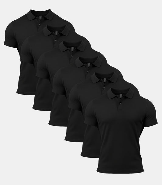 All Black Polo Shirt 6 Pack