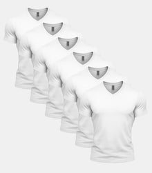 All White V-Neck 6 Pack