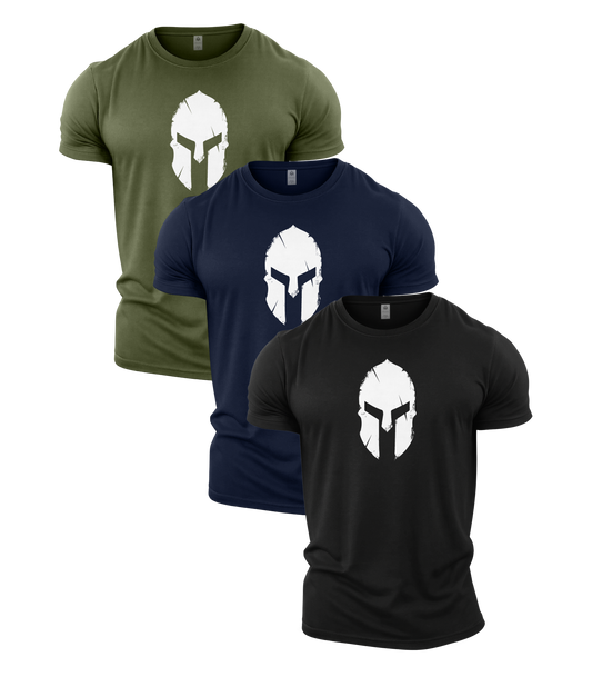 Spartan Helmet Gym T-Shirt 3 Pack