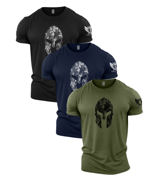 Hex Camo Spartan Forged Gym T-Shirt 3 Pack