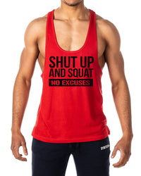 Shut Up And Squat No Excuses Mens Stringer Tank Top