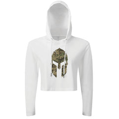 Spartan Helmet Woodland Camo - Spartan Forged - Cropped Hoodie